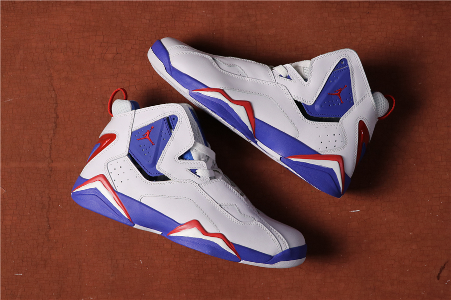 New Air Jordan 7.5 Olympic White Blue Red Shoes - Click Image to Close